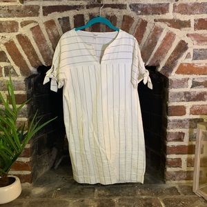 Madewell cream and blue pinstripe linen dress